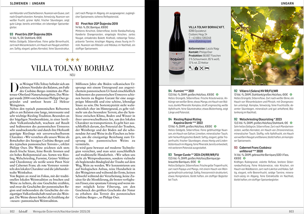 falstaff Wein Guide article